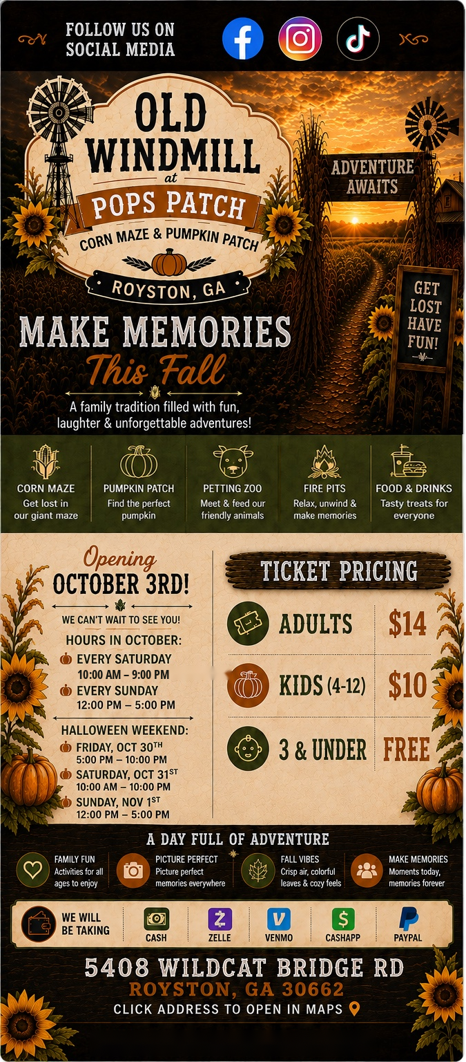 Old Windmill at Pops Patch — Corn Maze & Pumpkin Patch